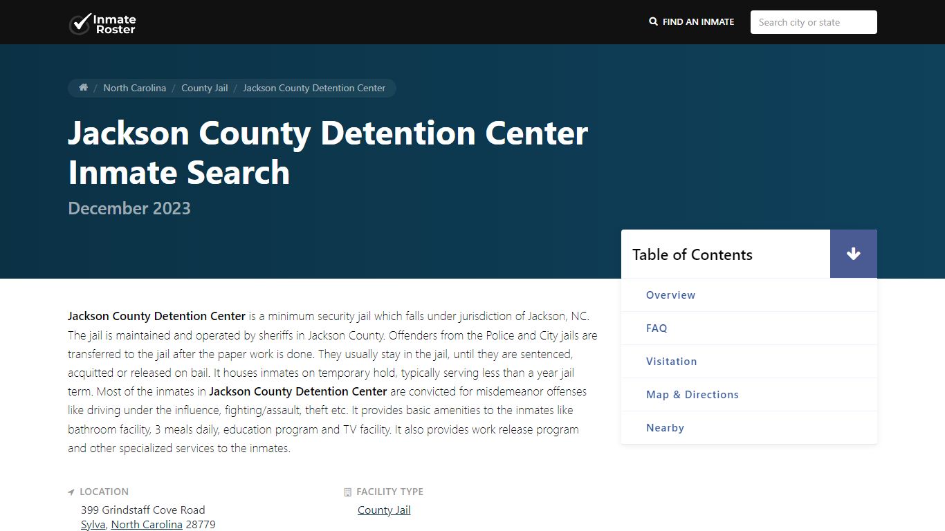 Inmate Search | Jackson County Detention Center - Sylva, NC