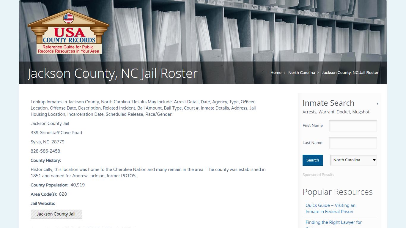 Jackson County, NC Jail Roster | Name Search